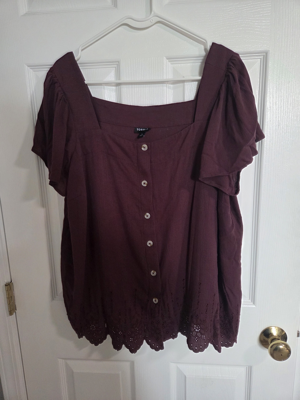 Torrid Plum Button-Front Square Neck Top